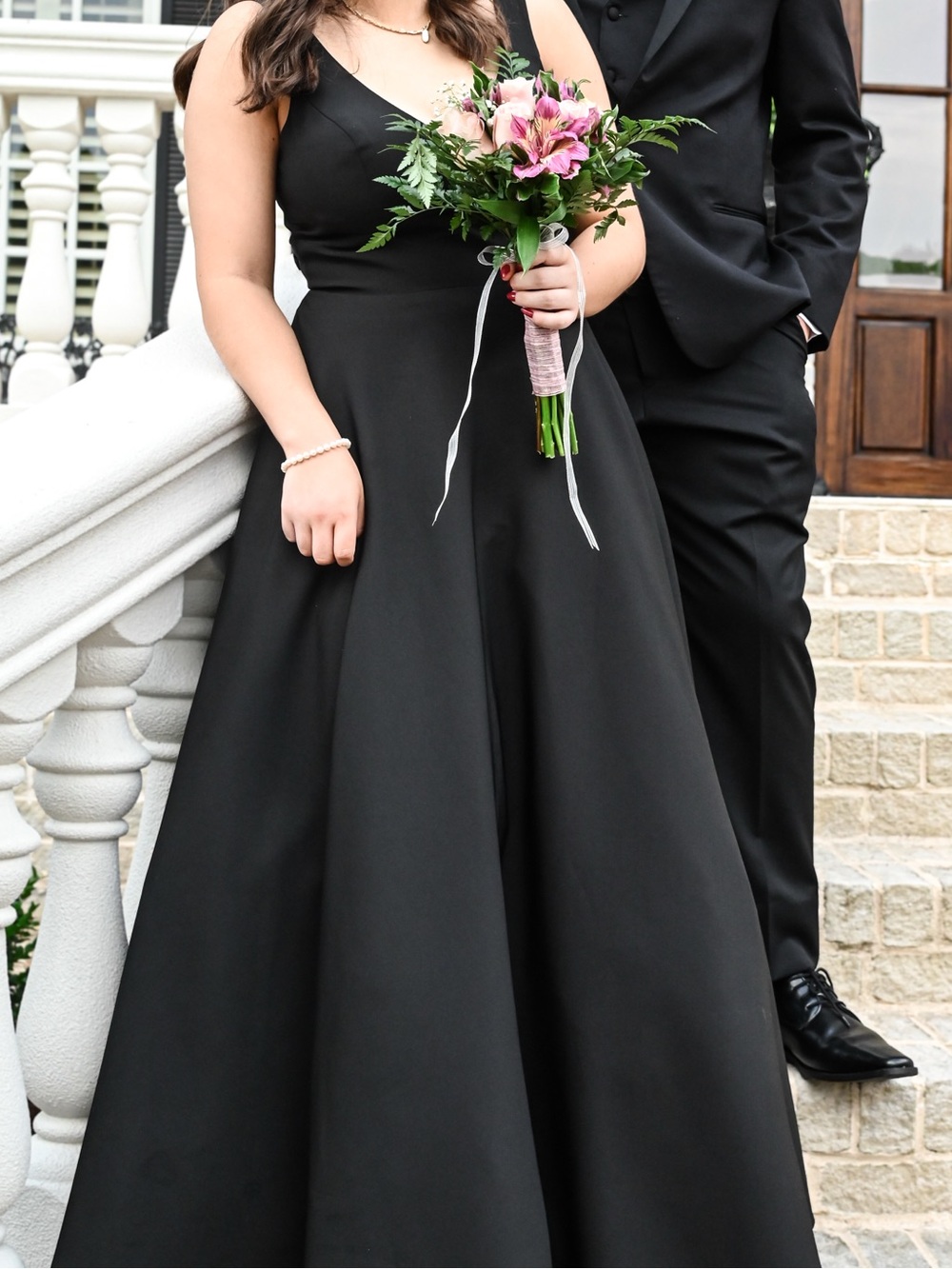 Mac Duggal Black V-Neck A-Line Prom Dress - Picture 9 of 9